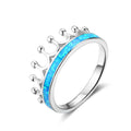 925 Sterling Silver Gemstone Ring Vintage Crown Opal Combination with Rhodium Plating