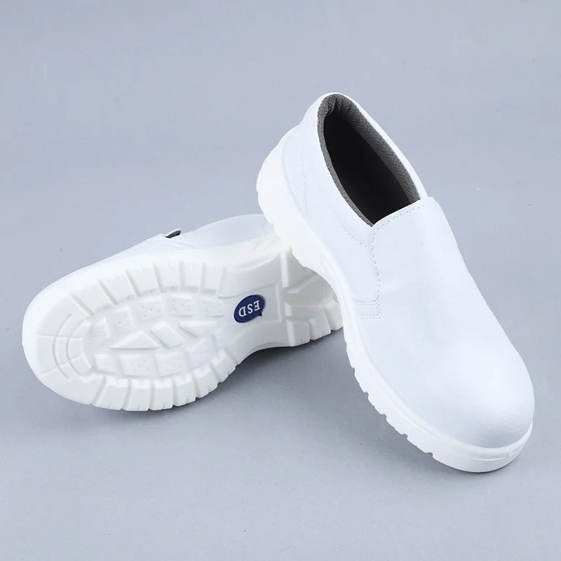 Dustproof Anti-Static ESD White Safety Work Shoes Industrial Protection Anti-Slip Feature for All Seasons-Summer Winter Autumn