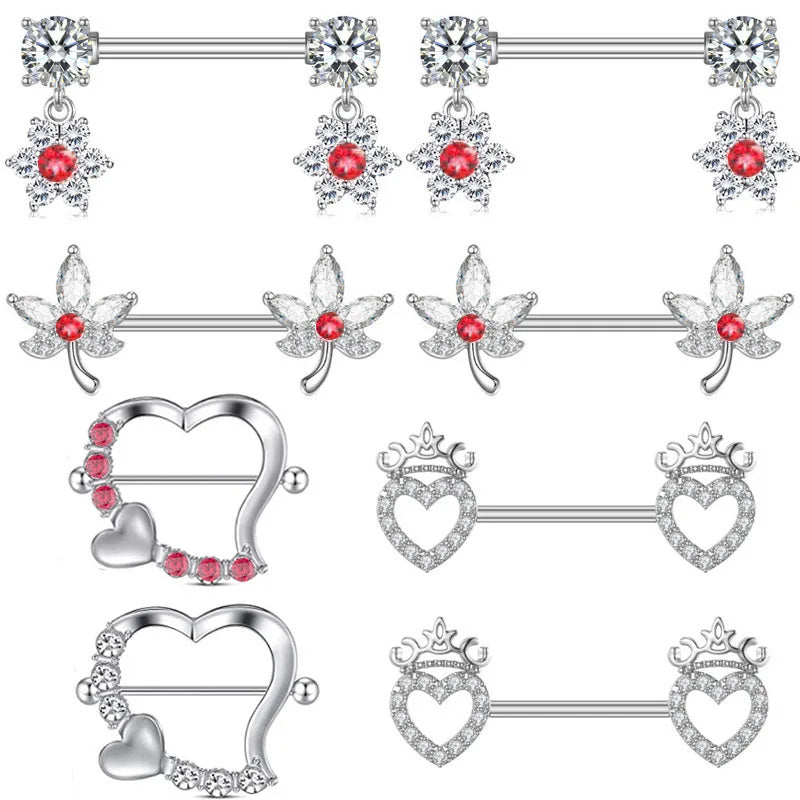 Gaby Nipple Rings Gold Plated Heart Nipple Piercing Stainless Steel Nipple Rings Women Wholesale Piercing Jewelry