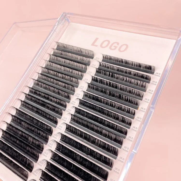 Private Label 0.03 0.05 .07 Lash Extension Supplies Profession Soft Matte Black Volume Lash Trays C D Cashmere Eyelash Extension