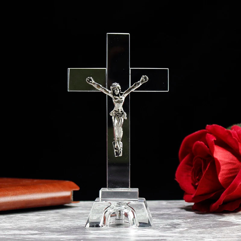 Christ Crucifix LED LightJesus Standing Crystal Cross