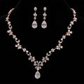 LUOXIN Wedding Bride Jewelry Set Cubic Zirconia Teardrop Flower Pendant Necklace Sets