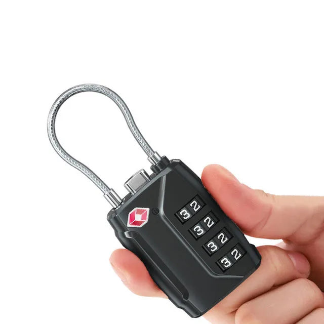 ODM Portable Mini PassWord Lock Re-settable 4 Digit Combination with Alloy Body TSA Approved Cable Luggage Locks