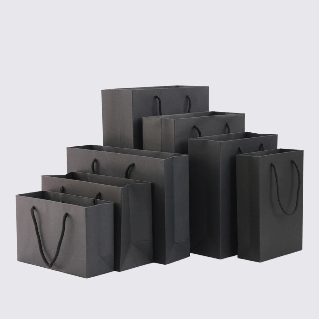 Wholesale Price Custom Logo Matte Black Gift Shopping Paper Bag for Clothing Packaging