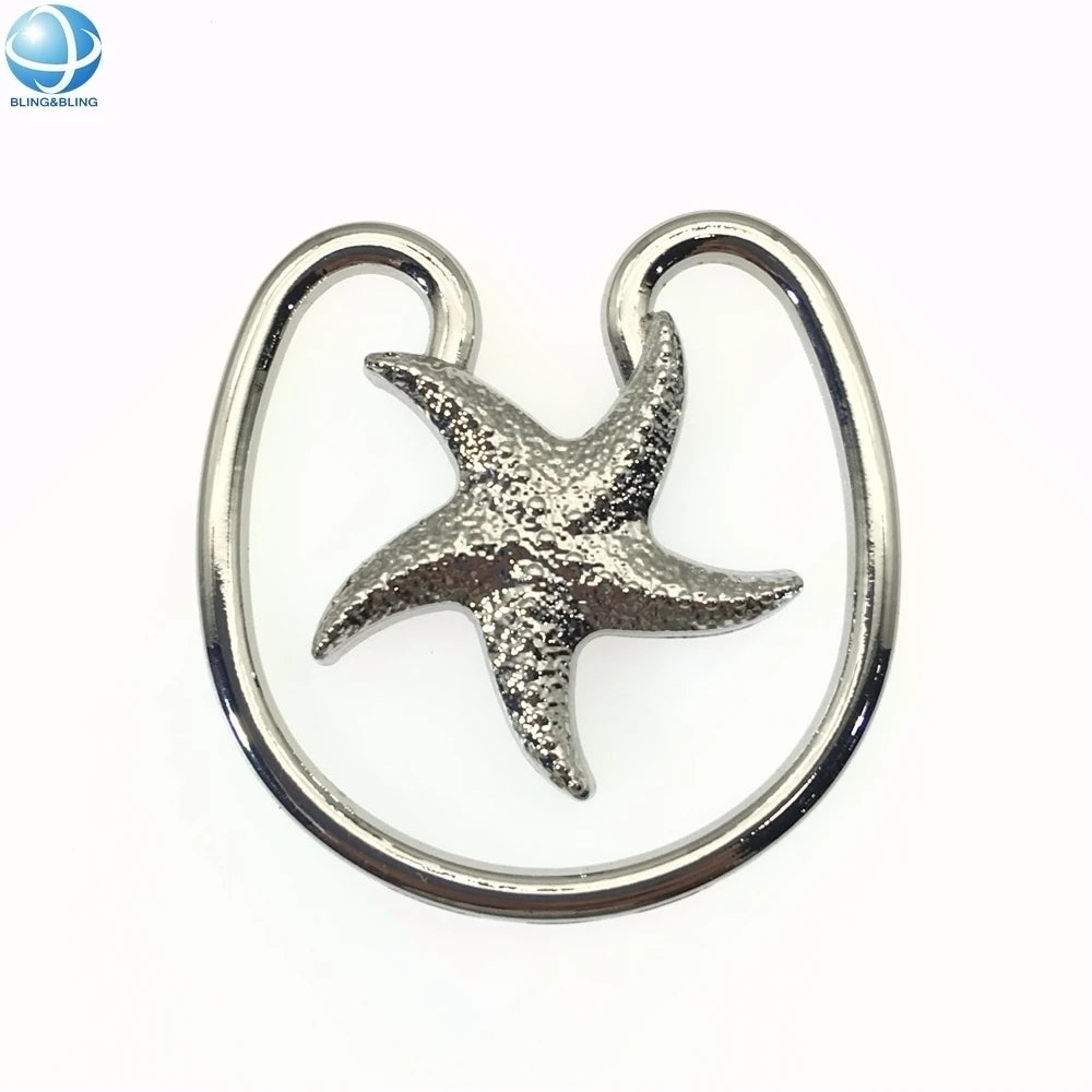 Female Swimwear Hardware Silver Tone Saltwater Resistance Metal O Ring U Shape Starfish Buckle for Underwear Bikini Accessory