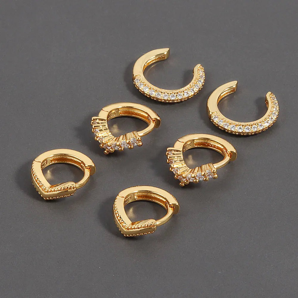 Jachon Hotsale Design 18k Gold Plated Crystal Rhinestone Ear Cuff CZ Hoop Earrings Foe Women Fashion Jewelry