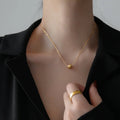 Minimalist Jewelry Lucky Bead Ball Pendant Necklace Shining Cute Small 18K Gold Stainless Steel Slide Ball Necklace MegaBDM