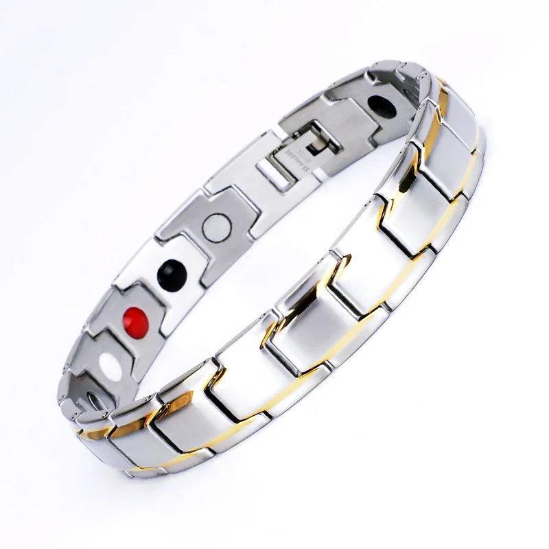 New Black Gold Magnet Fashion Jewelry Bracelets & Bangles for Men Stainless Steel Bracelet