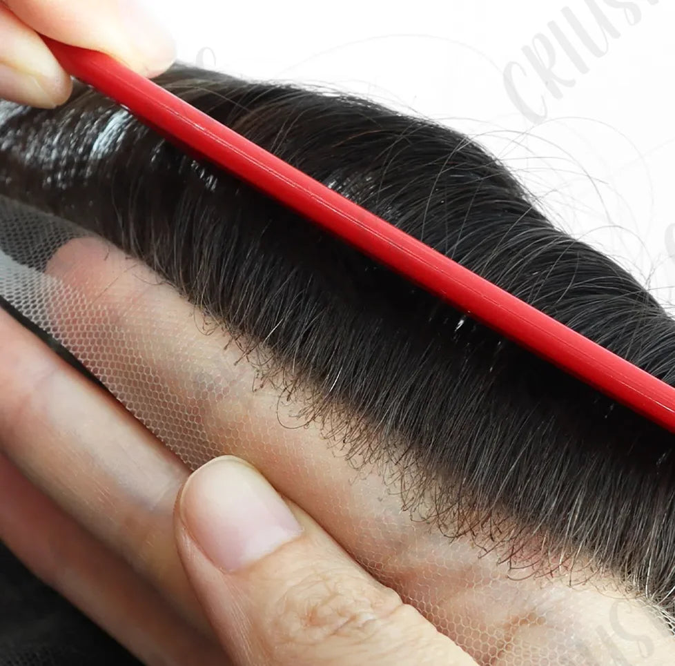 Criuswig Breathable Swiss Lace With PU Base Men Toupee 120% Men Wigs Q6 System Toupee for Men