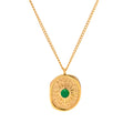 Dropshipping Stainless Steel Pendant Necklace PVD Gold Plated Natural Green Agate Stones Necklace for Women 2023 New Jewelry