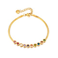 Classic Women's Stainless Steel Tennis Bracelet Cubic Zirconia Gold Snake Chain Geometric Pattern Fashion Jewelry Parties