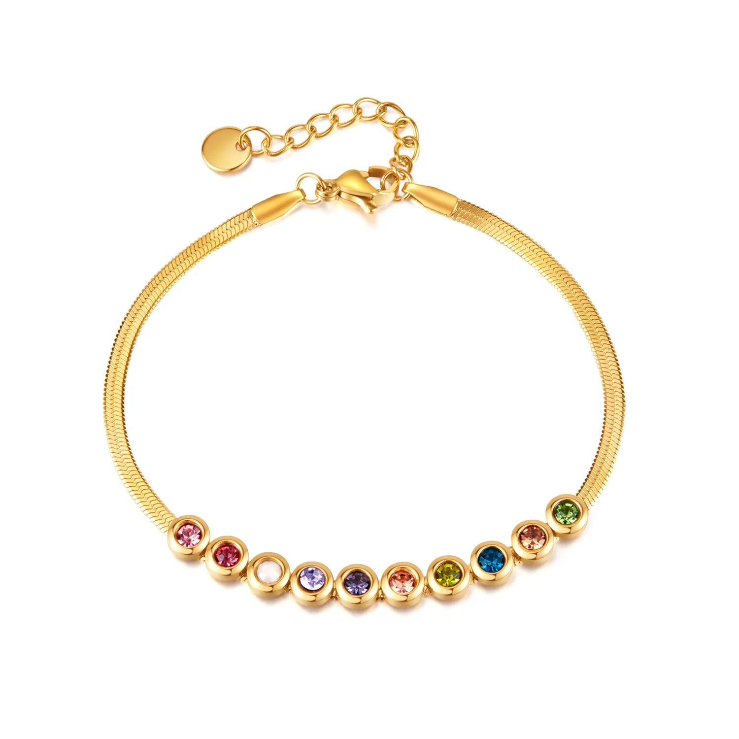 Classic Women's Stainless Steel Tennis Bracelet Cubic Zirconia Gold Snake Chain Geometric Pattern Fashion Jewelry Parties