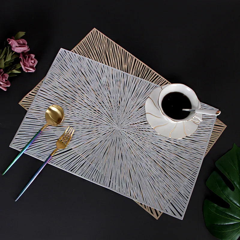 Kids PVC Round Placemat 30x45cm Gold and Silver Eco-Friendly for Mealtime Comfort and Style