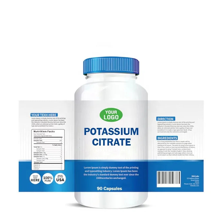 OEM Private Label Potassium Citrate Powder 500mg/90capusles Potassium Citrate Capsules