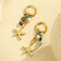 Trendy Fashion Ocean Designs Stainless Steel Women Jewelry Gemstone Starfish Shell Pearl Hoop Earrings for Women Gift
