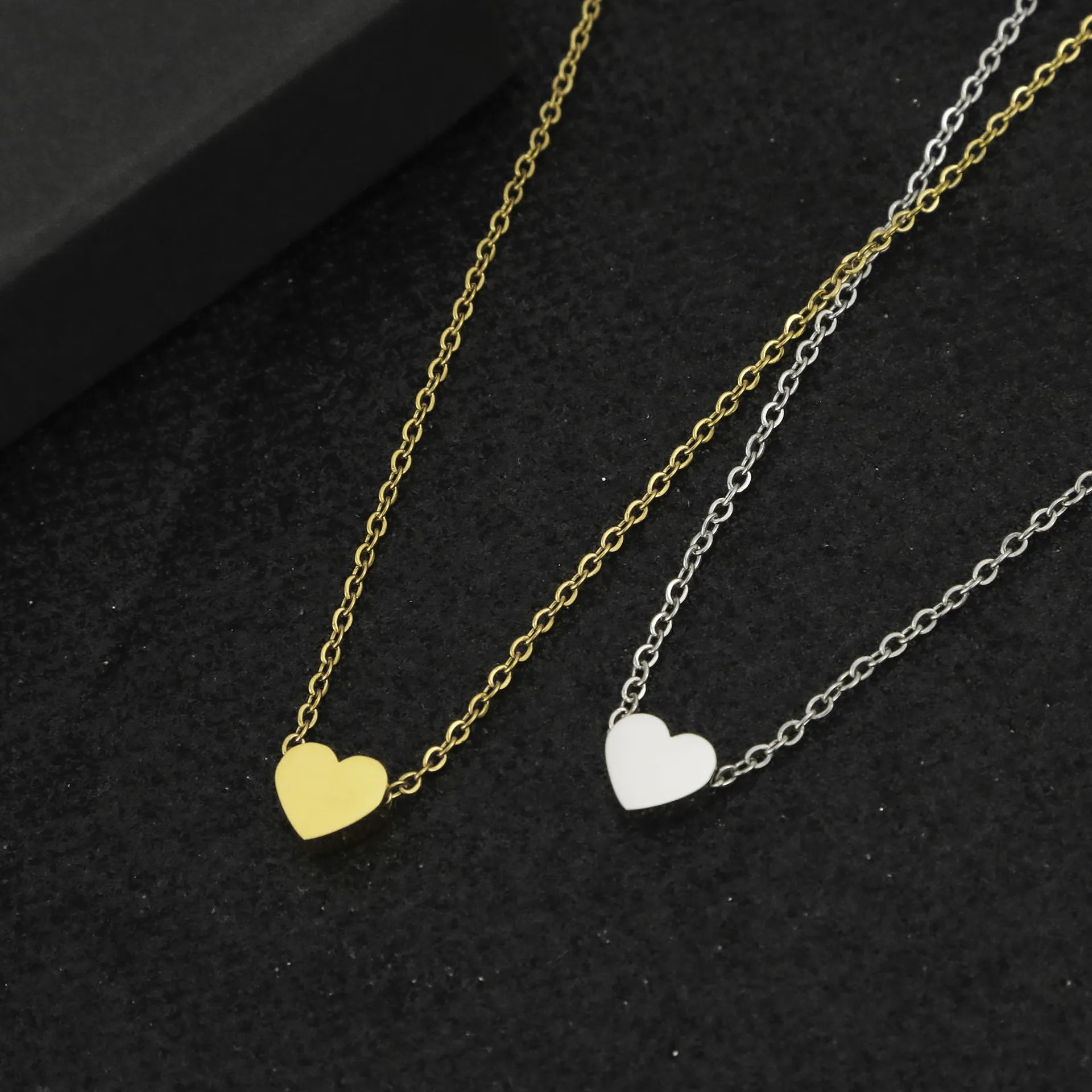 AA00101 Minimalist Stainless Steel Blank Tiny Choker Collar Chain Necklaces Heart Pendant Necklace for Women