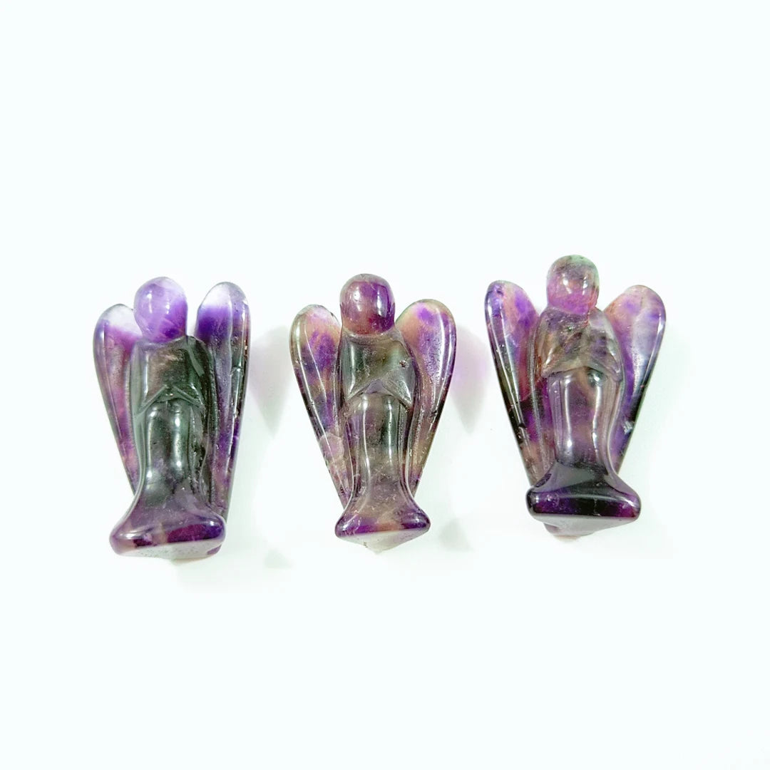 Huiying 2 Inch Size Hand Carve Stone Amethyst Angel Home Statue Crafts