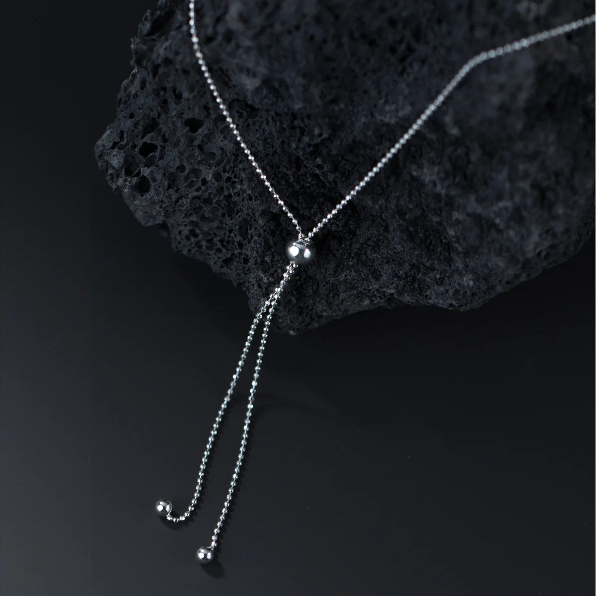Korean Version Jewelry 925 Sterling Silver Plain Small Round Bead Adjustable Gold Plated Pull Type Necklace Jewelry for Women
