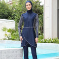 MOTIVE FORCE 3 Pieces Muslim Swimwear Full Cover Hijab Burkini Zipper Conservative Modest Swimming Suit Women Burkini for Sale