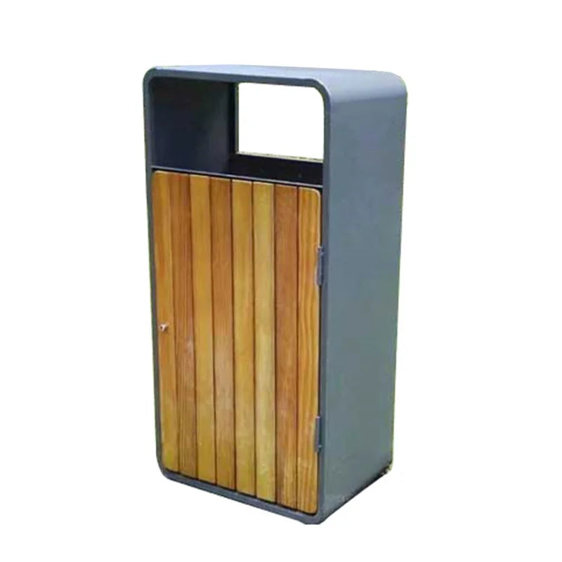 Outdoor Big Wooden Garbage Container Trash Can Outside Street Park Rustic Recycle Waste Bin Curbside Commercial Dustbin