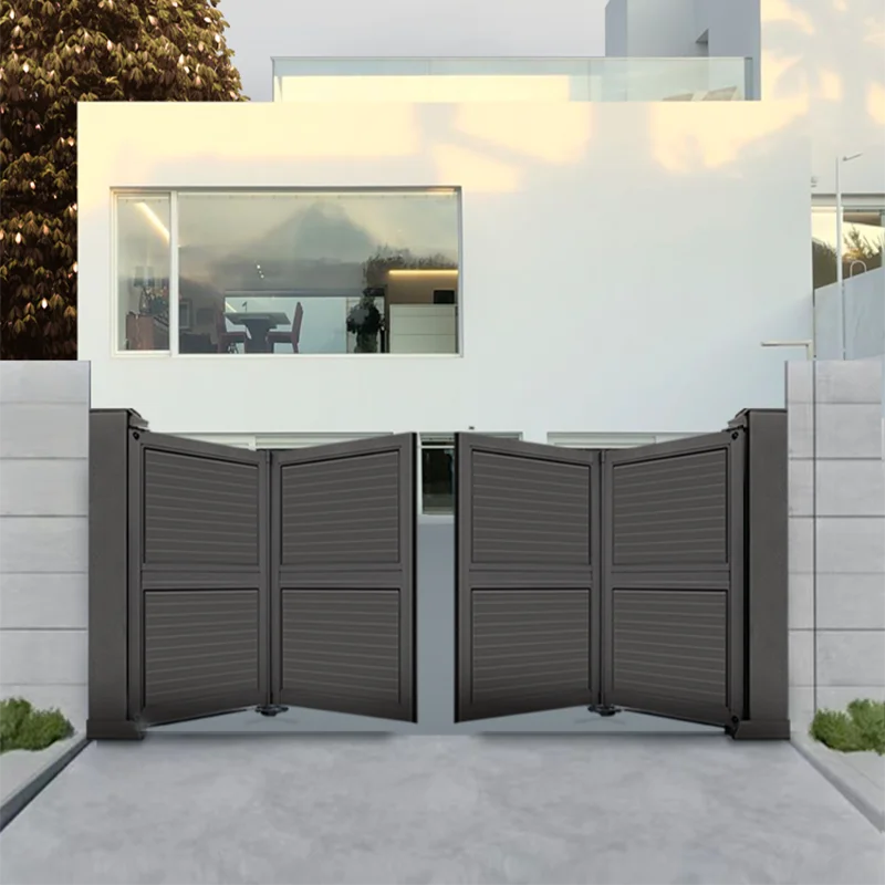 Exterior Automatic Opening Modern European Arch Aluminum Alloy Suspended Folding Gate for Garden Villa Courtyard