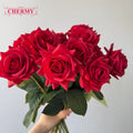 Dalian Chermy DC165 Fake Flower Artificial Pink White Red Rose Latex Real Touch Flowers Wedding Decoration