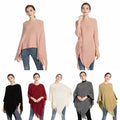 Chenille Women's Autumn/winter Warmth Tassel Silver Pullover Cape Knitted Shawl Poncho