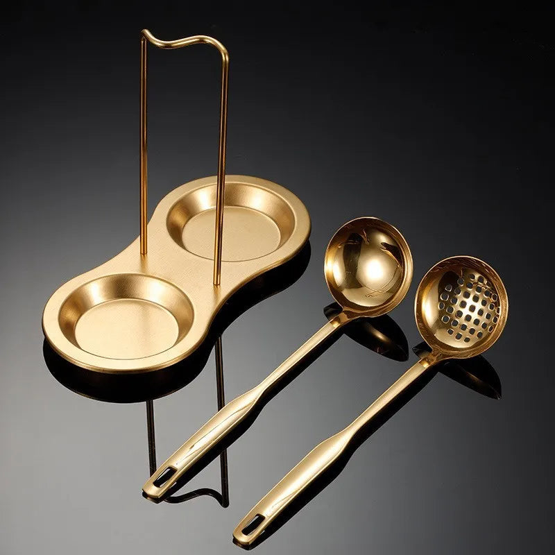 Wholesale Korean Creative Long Handle Stainless Steel Soup Ladle Skimming Spoon Holder Set Hot Pot for Home Hotel Restaurant