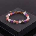 New Fashion Natural Stone Amethyst Moonstone Cherry Quartz Beaded Macrame Bracelet with Custom Logo JBS12553-3