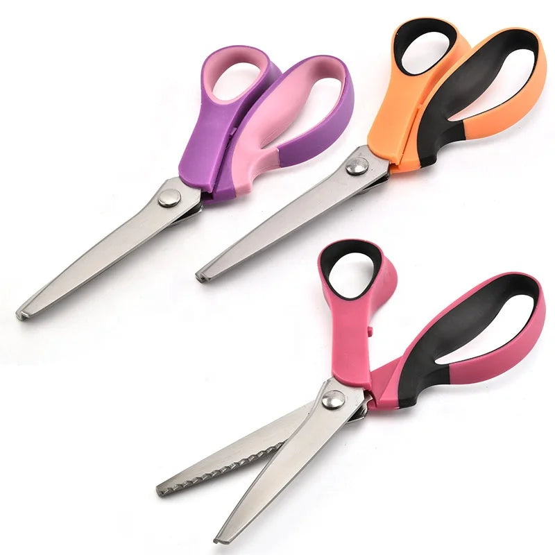 3D Creative Pattern DIY Cloth Scissors Stainless Steel with Motif Rhinestones and Wave Tailor Arc Design