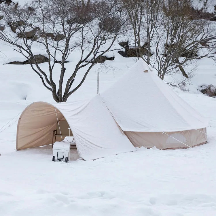Hot Sale Cheap Large 4 Persons 4m Canvas Beige Color Durable Waterproof Outdoor Camping Yurt Canvas Event Bell Tents