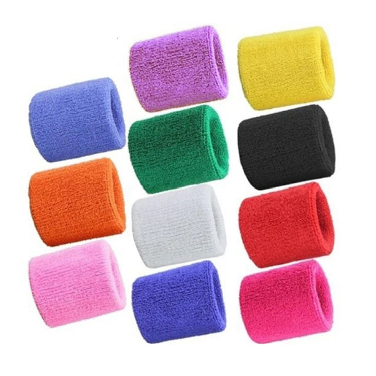 Custom Logo Terry Towel Breathable Tennis Sports Wristbands Embroidery Logo Elastic Cotton Sweat Wrist Bands Sweatband
