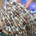 6-8mm Natural Rainbow Moonstone Gravel Pebble Gemstone Beads Irregular Shape with Healing Energy Stone Beads