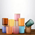 Fast Delivery Santo Glass Frosted Round 8*9 Matte Candle Jars with Glass Cap for Gift & Craft