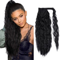 AliLeader 22 Inch Water Wave Synthetic Ponytail Hairpiece Kinky Curly Pony Tails Corn Wavy Wrap Around Ponytail Hair Extensions