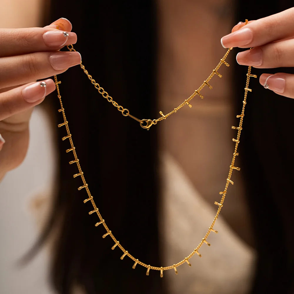 18K Gold Stainless Steel Necklace Golden Bracelets Women Dainty Necklace Women