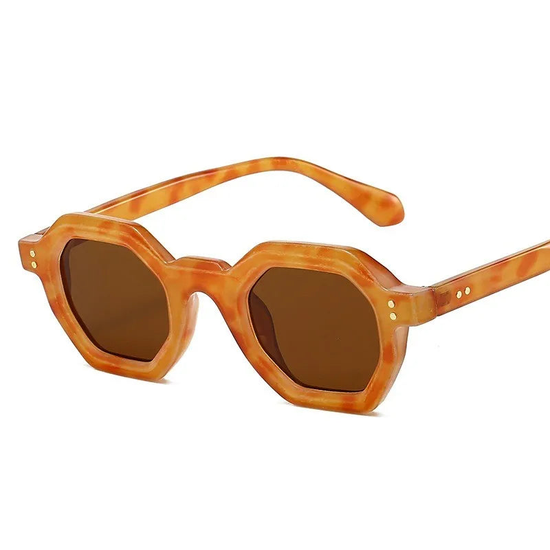 2024 Fashion Women Small square Rivet Polygonal Sunglasses Luxury Ins Style Hexagon Sunglasses