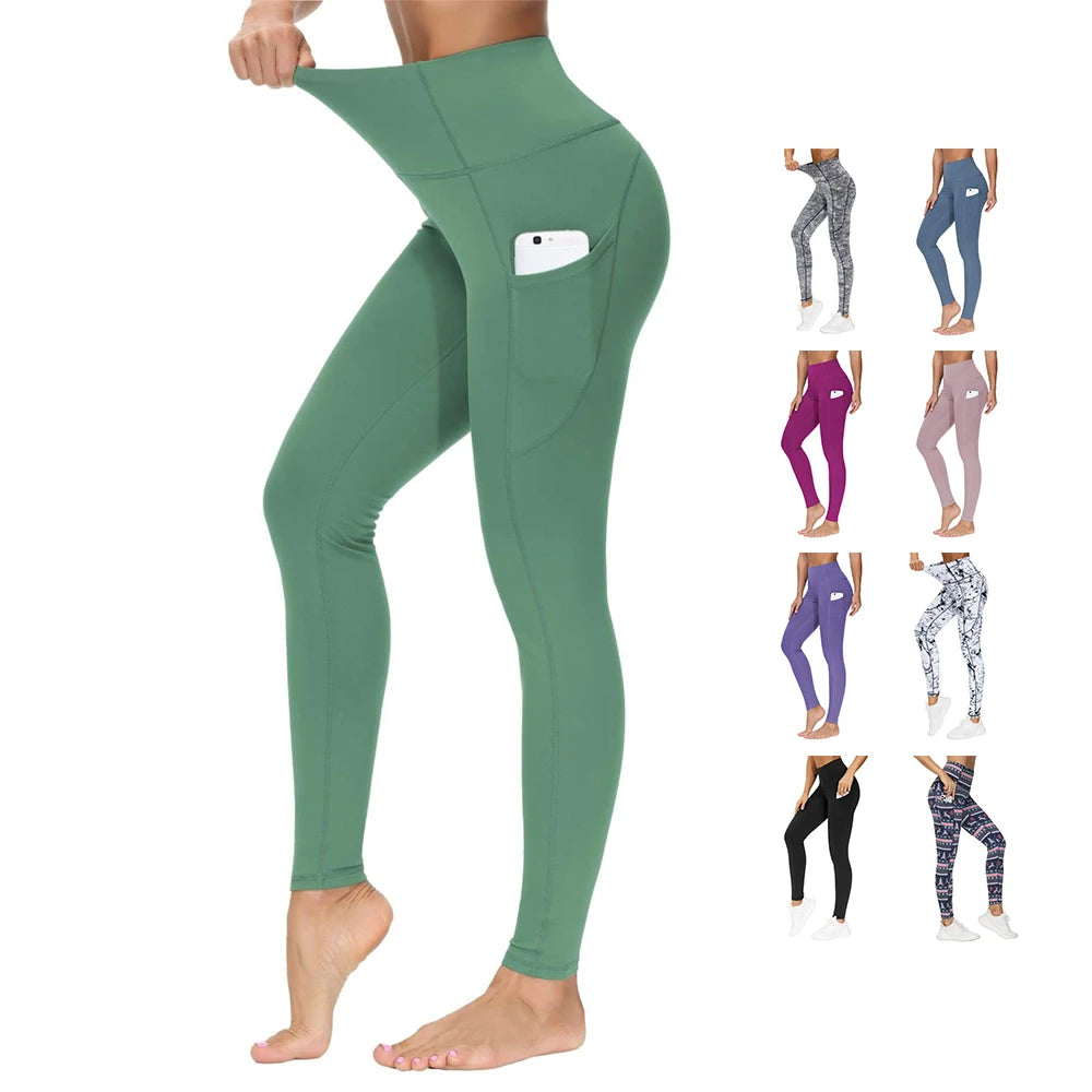Women's XL Size Yoga Leggings High Waist 3D Printed Push-up Tummy Control Workout Running Leggings Pockets Seamless Spandex