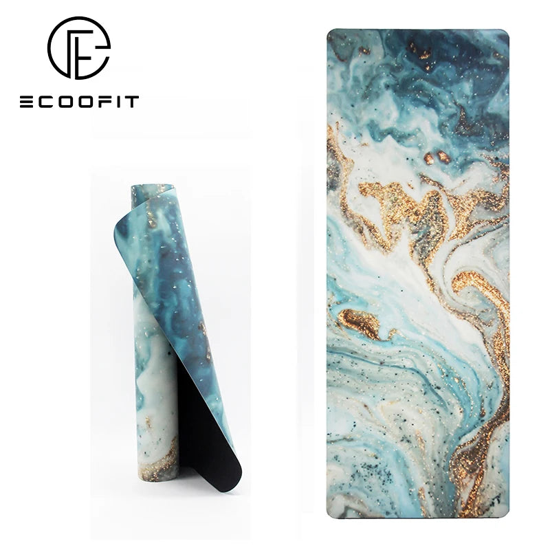Gold Marble Flow Eco Friendly Economic 100% PU Leather Custom Printed Gradient Rainbow Anti Slip Pu Natural Rubber Yoga Mat