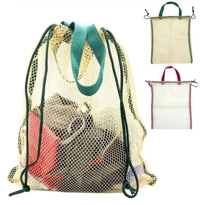 Mesh Drawstring Bag With Tote for Swimming Gym Sports Equipment Balls Beach Scuba Diving Snorkeling Shoes Laundry