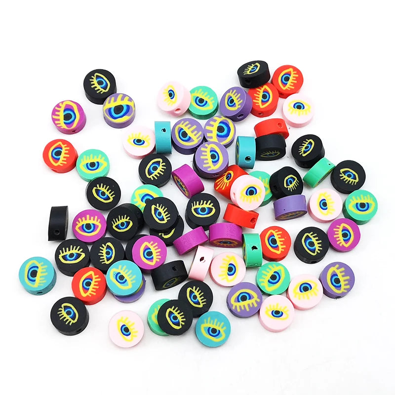 100pcs 10mm Spacer loose beads polymer clay beads evil eye clay beads
