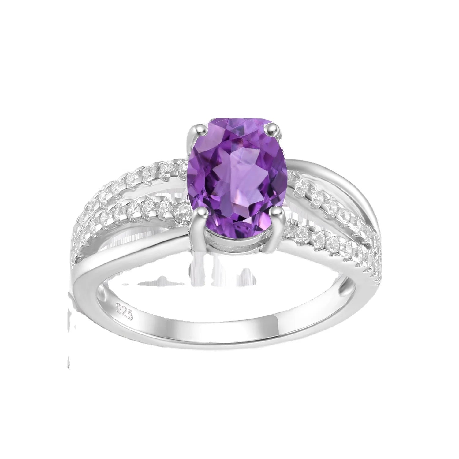 Abiding Jewelry Factory 925 Sterling Silver Stackable Bypass & Crossover Bijouterie Ring Natural Gemstone Amethyst Custom Logo