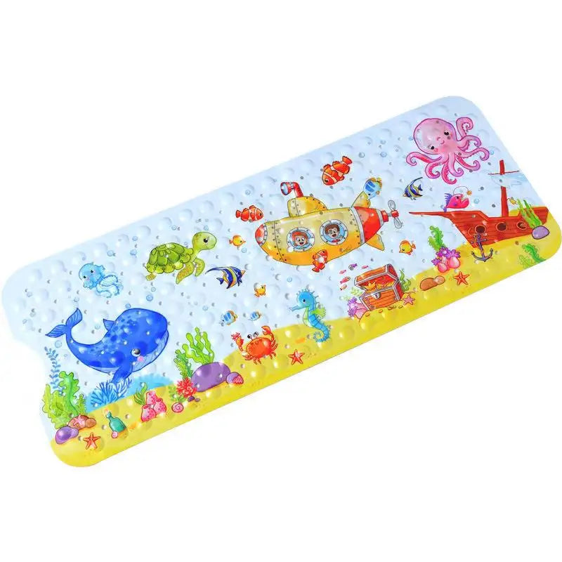 100x40CM Extra Long Print Bathtub Mat PVC Mildew Resistant Non-Slip Shower Mat with Suction Cup Durable Safety Bathroom Bath Mat