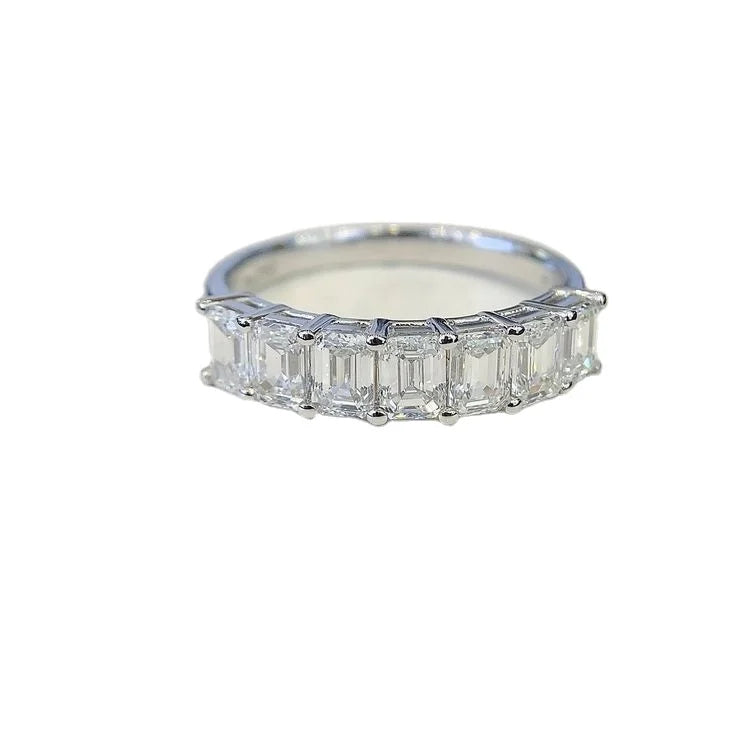 Ruyi Best Selling 18K Gold Tennis Ring Classic Eternity Design 1.65cts Emerald Cut Diamond for Wedding Anniversary Women's Gift