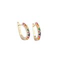 Hot Selling 925 Sterling Silver Women's Vintage French Style Earrings Trendy Gold Plated Colorful Zircon Hoop Clip on Jewelry