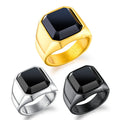 Cincin Batu Kaca Trendy Stainless Steel Ring Perhiasan Cincin Gold  17MM WIdth Simple Wide Version Inlaid Glass Stone Rings