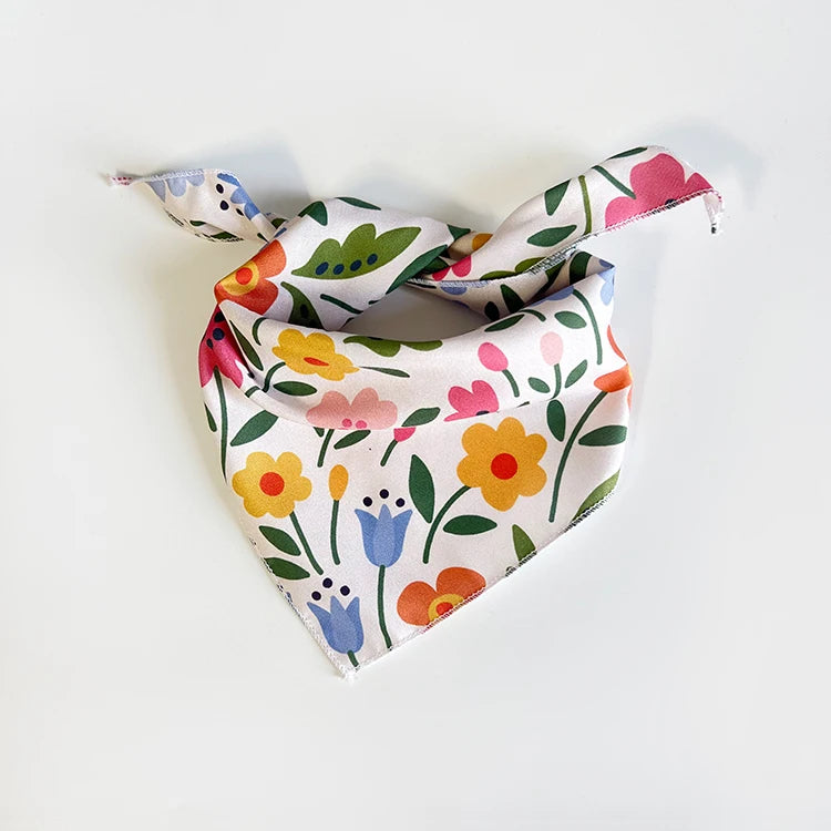 Fashion Personalized Spring Flower Print Dog Bandanas  Floral Cute Multiple Sizes  Custom Pet Bandana