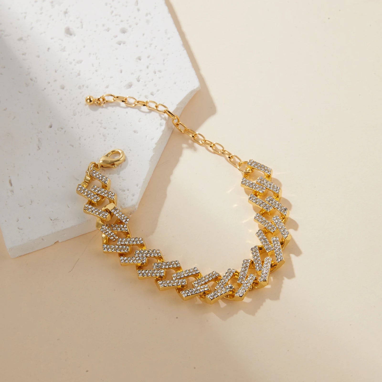 New Trendy Fashion Unisex Bracelet Cuban Gold Silver Full Drill Crystal Anklets Leg Chain Crystal Anklet