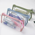 PVC Pen Pouch Transparent Pencil Case Large Capacity Stationery Storage Organizer School Office Supplies