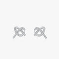 Ailmay 925 Sterling Silver Stud Earrings for Women Romantic Heart Staggered Line Earrings Shiny CZ Wedding Engagement Jewelry